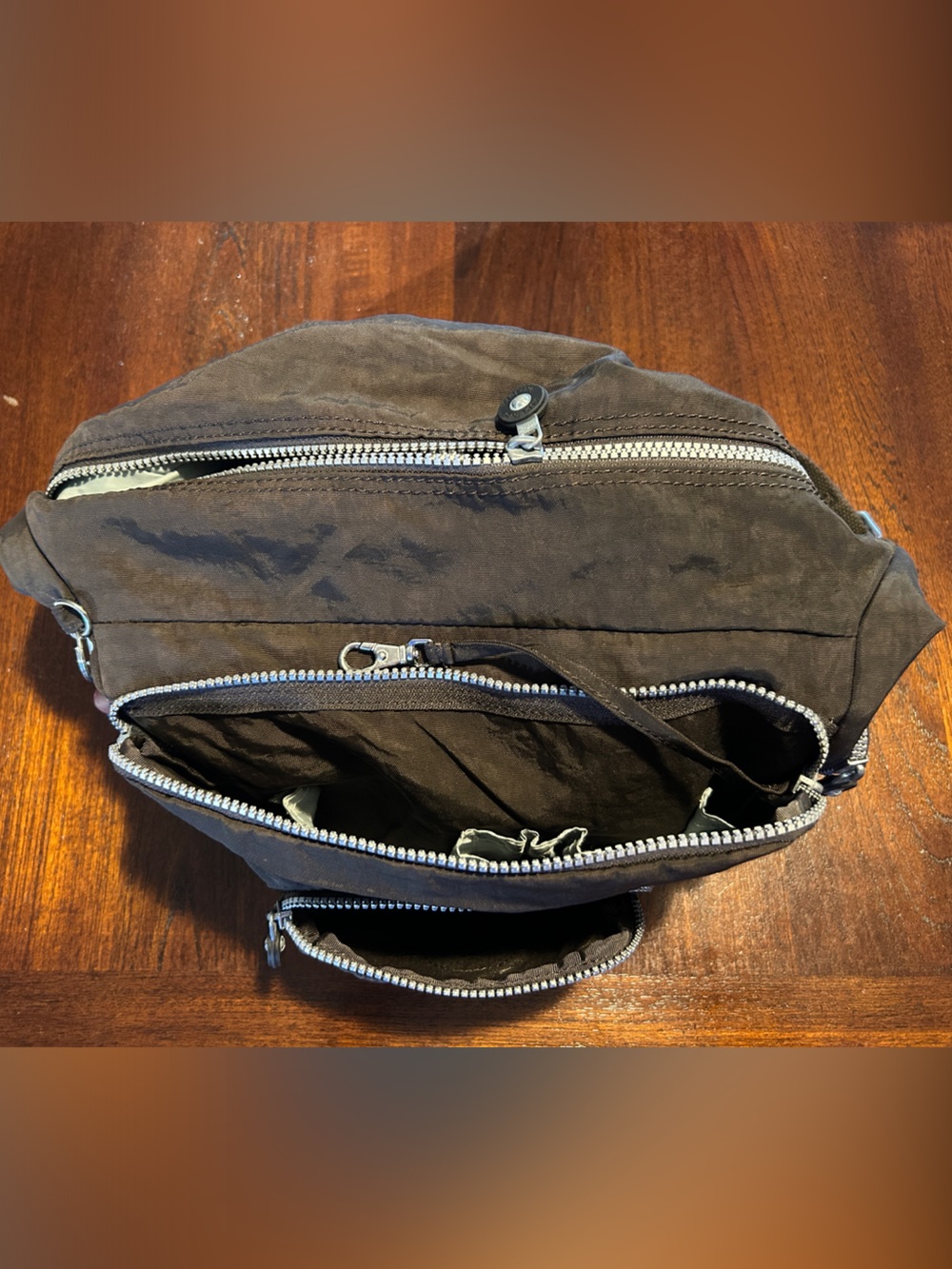 Kipling Chocolate Brown Crossbody Bag with signature Monkey Keychain - Picture 8 of 11